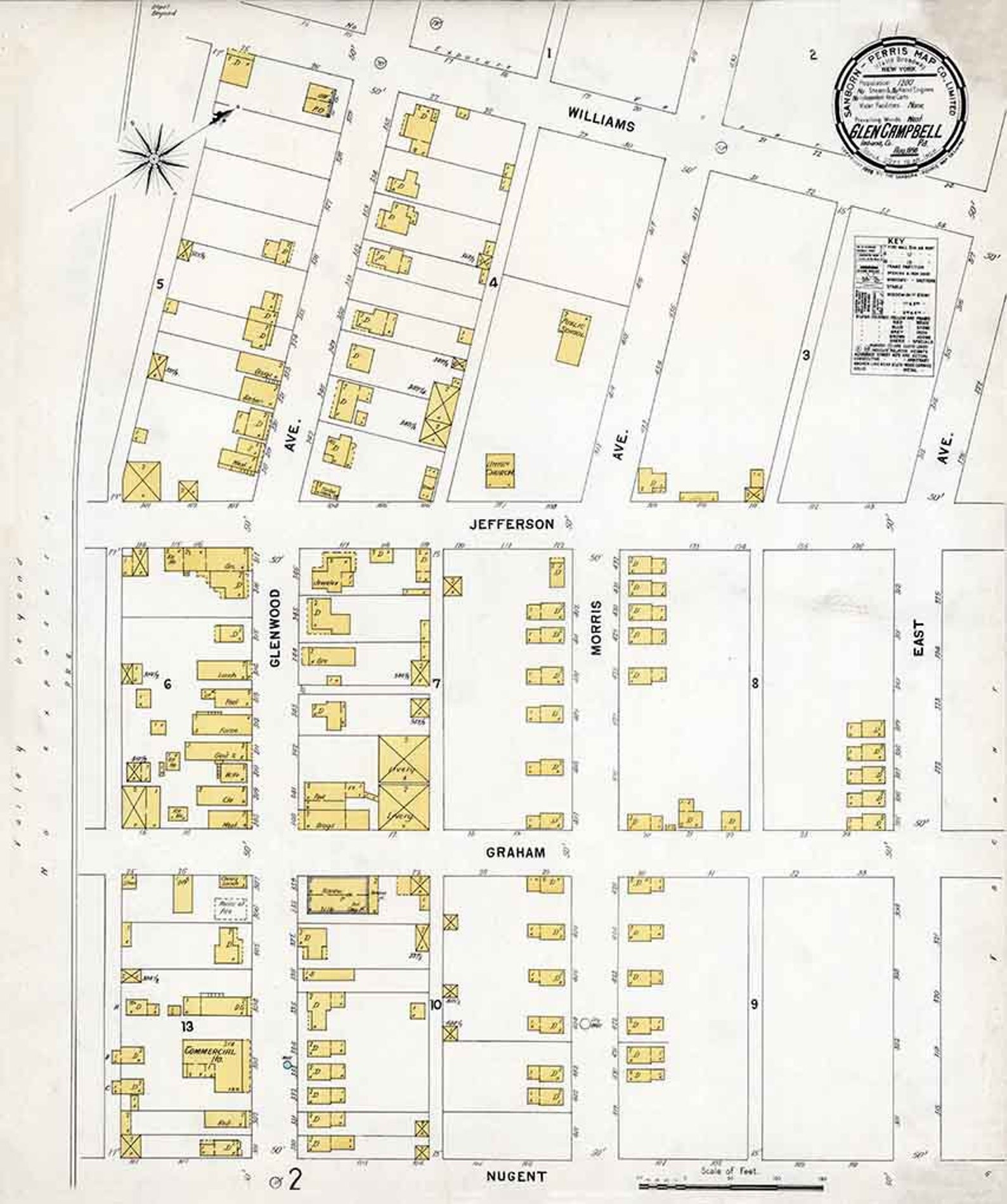 1898 Town Map of Glen Campbell Indiana County Pennsylvania Etsy