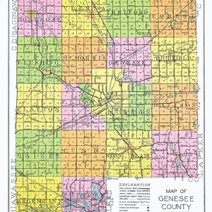 1920 Map of Genesee County Michigan