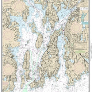Carte nautique 2016 de la baie de Narragansett, Rhode Island
