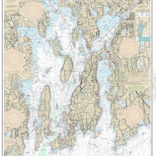 2016 Nautical Map of Narragansett Bay Rhode Island