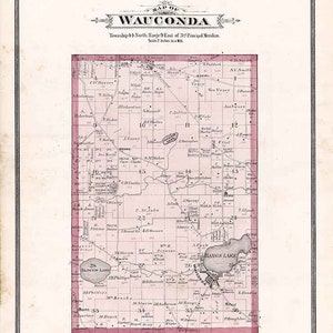 1885 Map of Wauconda Township Lake County Illinois