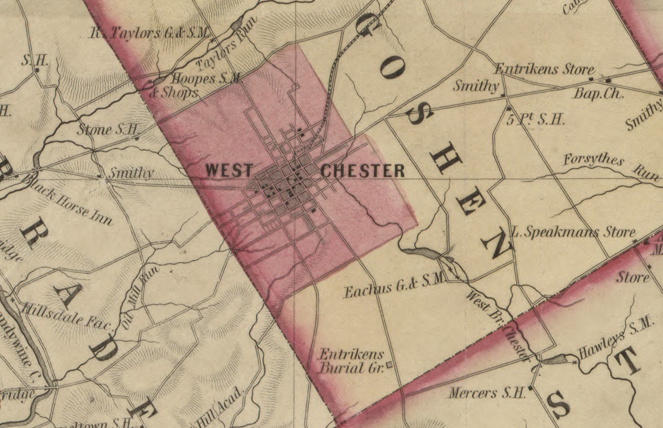 1847 Map of Chester County PA From Original Surveys Genealogy Etsy
