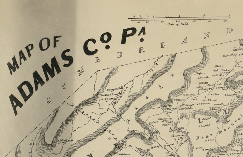 1858 Map of Adams County Pennsylvania Gettysburg Farm Names Etsy