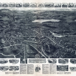 1918 Panoramakarte des Bundesstaates Massachusetts