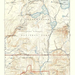 Carte topographique de 1911 Shoshone, Wyoming, Yellowstone, Teton