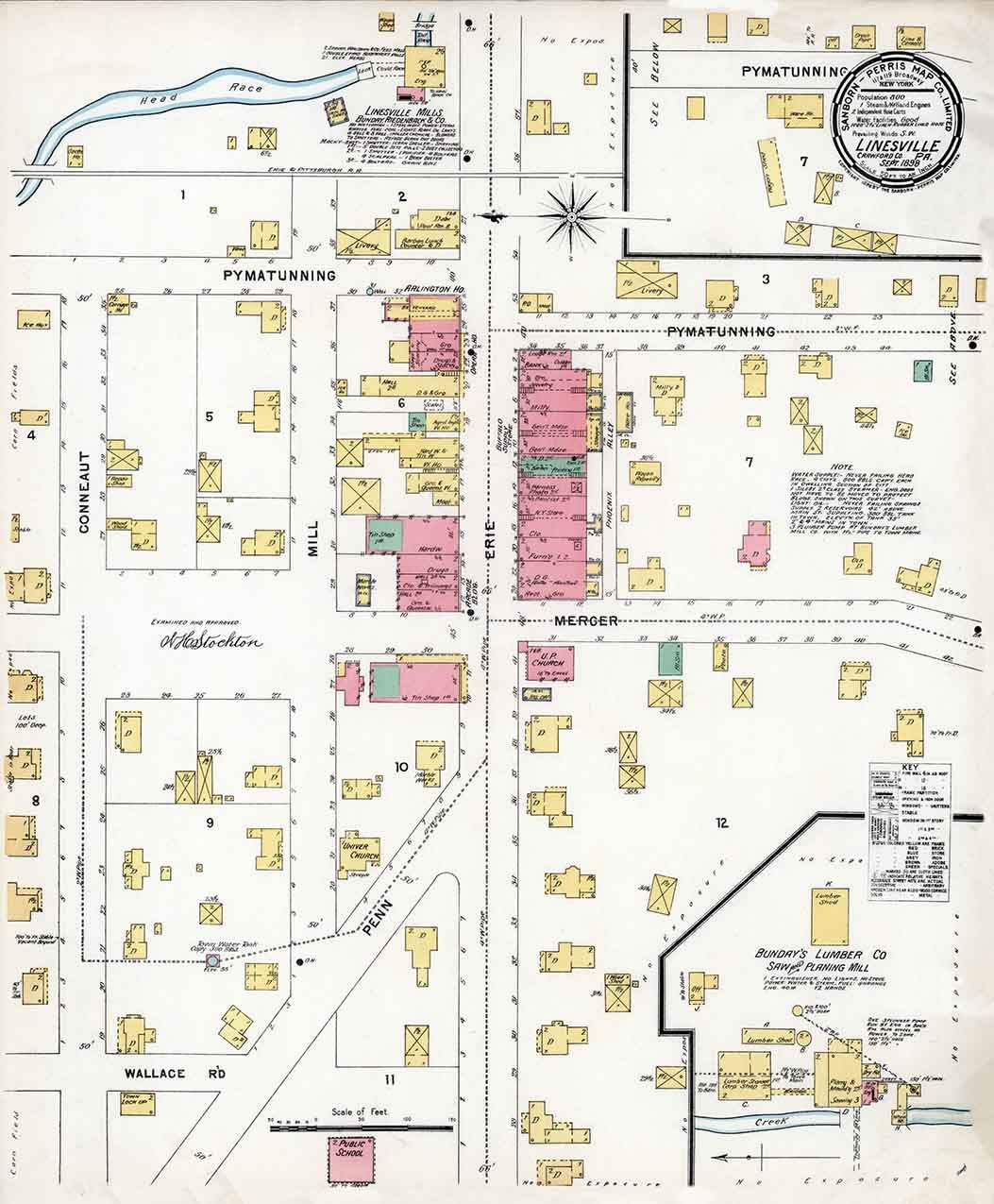 1898 Town Map of Linesville Crawford County Pennsylvania Etsy