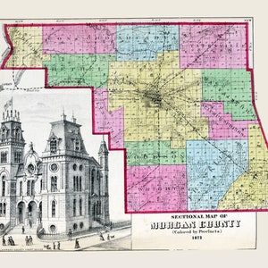 1872 Mappa della contea di Morgan Illinois