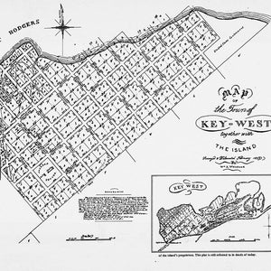 1829 Carte de Key West en Floride