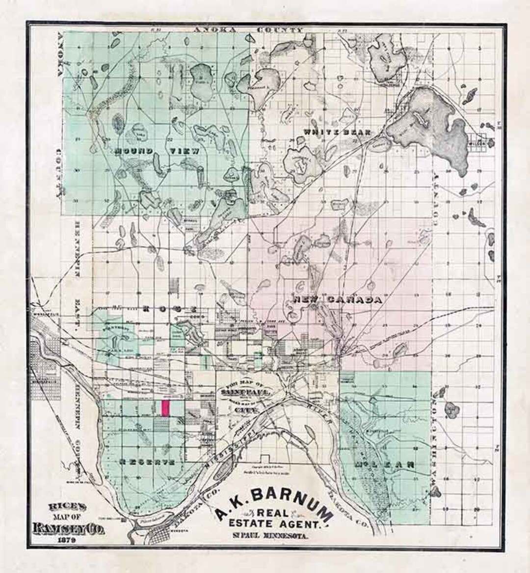 1879 Map of Ramsey County Minnesota Etsy