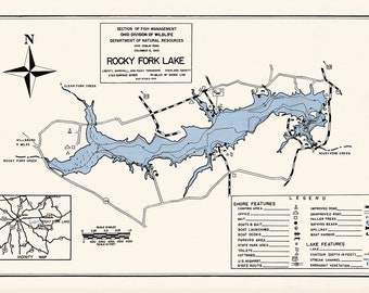 Rocky Fork Lake Fishing Map Rocky Fork Lake | Etsy