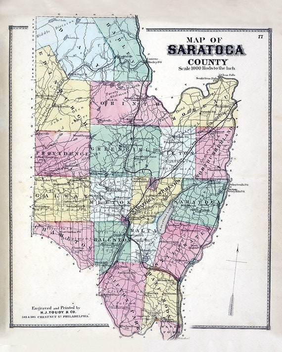 1866 Map of Saratoga County New York Etsy