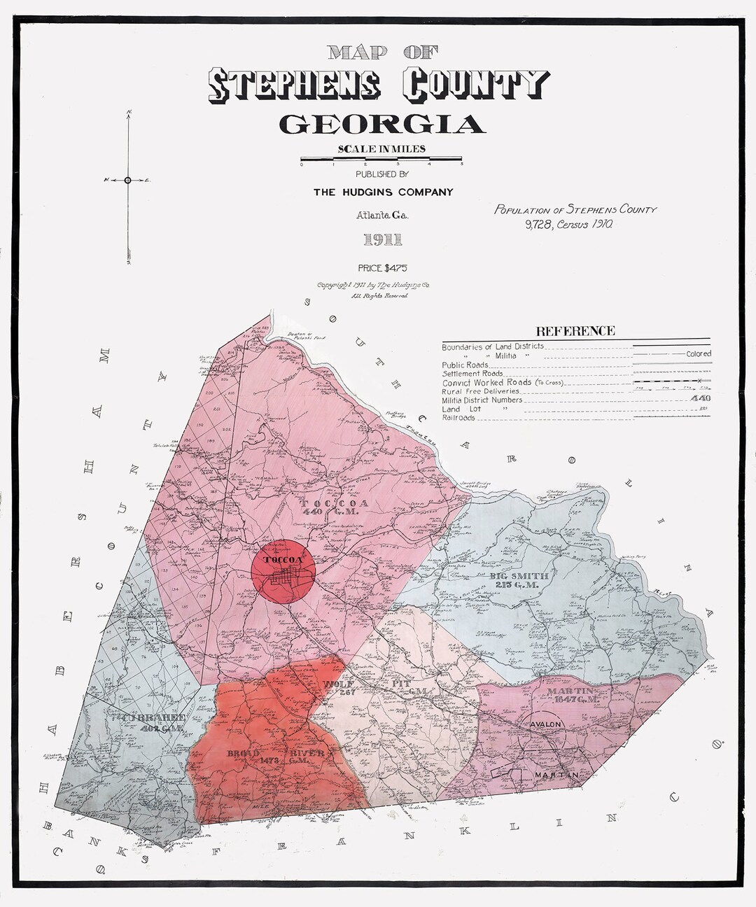 1911 Map of Stephens County Etsy