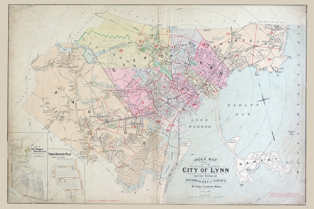 1897 Map of Lynn Massachusetts Etsy