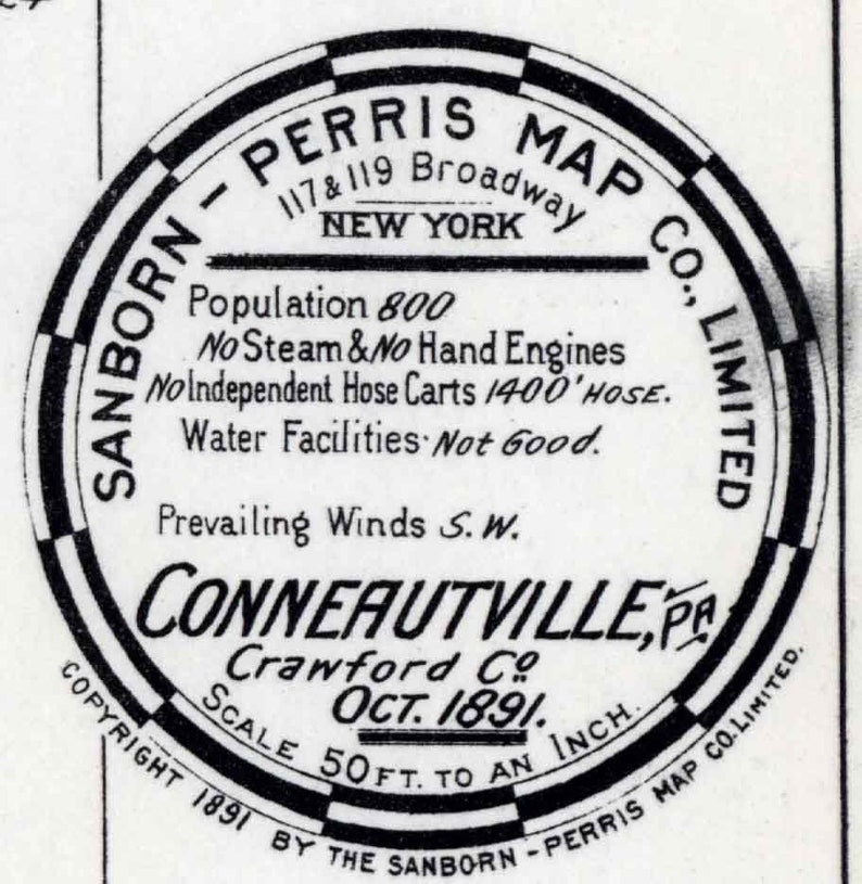 1891 Sanborn Map of Conneautville Crawford County Pennsylvania Etsy