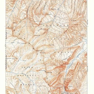 Carte topographique 1893 de la forêt nationale d'Ishawooa, Wyoming Teton