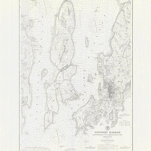 1887 Mappa nautica del porto di Newport Narragansett Bay Rhode Island