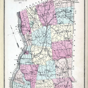 1873, carte du comté de Columbia, New York