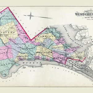 Carte 1881 du comté de Westchester, New York