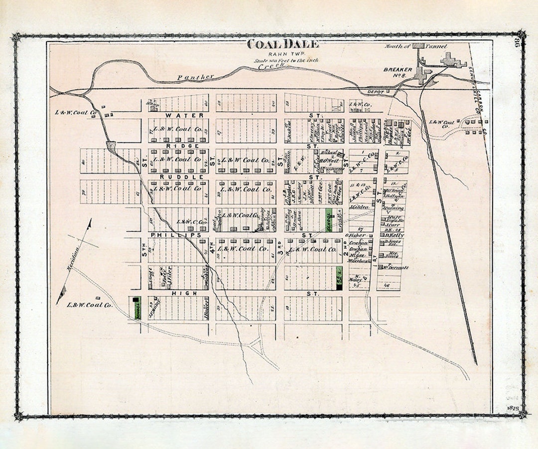 1875 Town Map of Coaldale Schuylkill County Pennsylvania Etsy