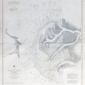 1857 Zeekaart van St Clair Flats Lake St Clair