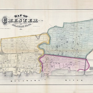 1875 Map of Chester Delaware County Pennsylvania