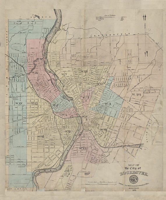 Rochester New York Map 1878 Map Of Rochester New York | Etsy Australia