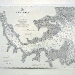 1879 Nautische Karte von Neuse River, North Carolina bis Newbern
