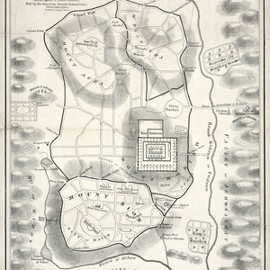 1800s Map of the City of Jerusalem Israel