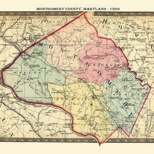 1866-Karte von Montgomery County, Maryland