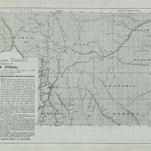 1889 Karte des Denver Land Distrikts Colorado