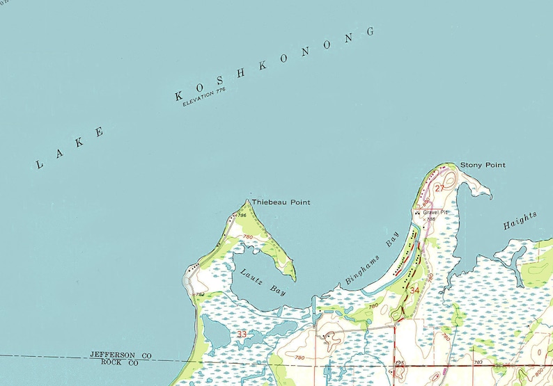 1972 Map of Lake Koshkonong Wisconsin Etsy