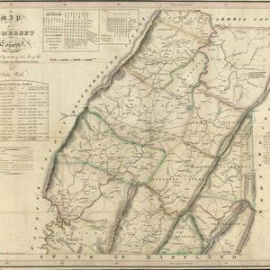 1830 Carte du comté de Somerset, Pennsylvanie