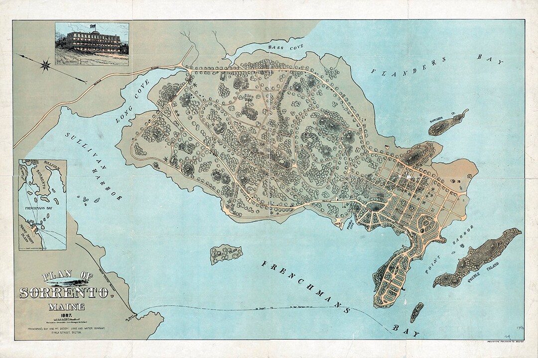 1887 Map of Sorrento Maine Etsy