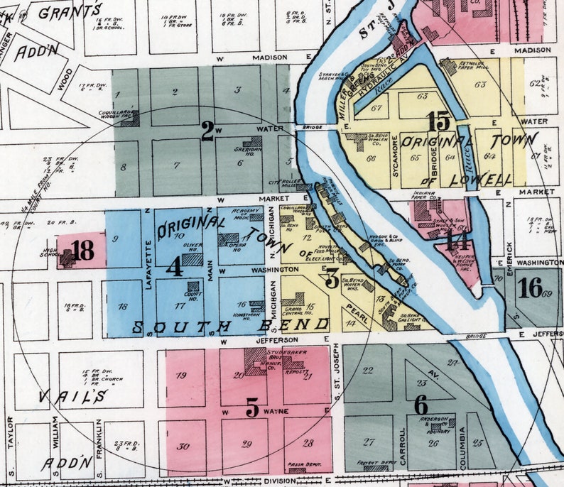 1885 Town Map of South Bend Indiana - Etsy Canada