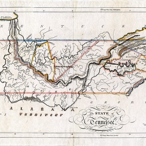 1814 Map of the State of Tennessee