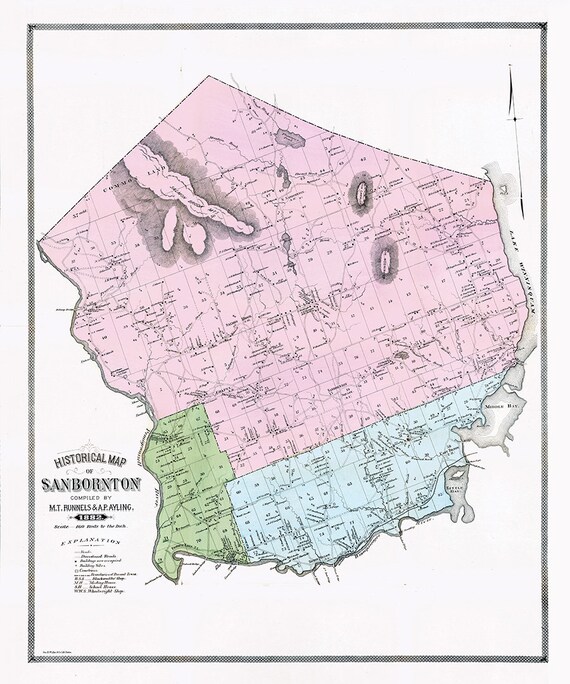 1882 Map of Sanbornton New Hampshire Etsy