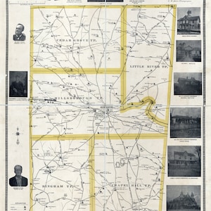 Carte 1891 du comté d'Orange en Caroline du Nord