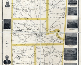 1891-Karte von Orange County in North Carolina