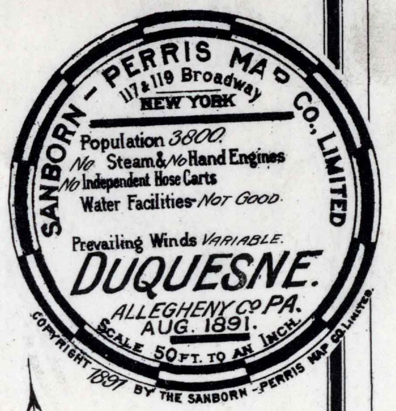 1891 Town Map of Duquesne Allegheny County Pennsylvania Etsy