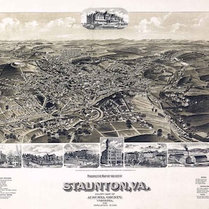 1891 Panoramakarte von Staunton Virginia