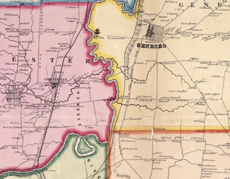 1852 Map of Livingston County New York From Actual Surveys Etsy