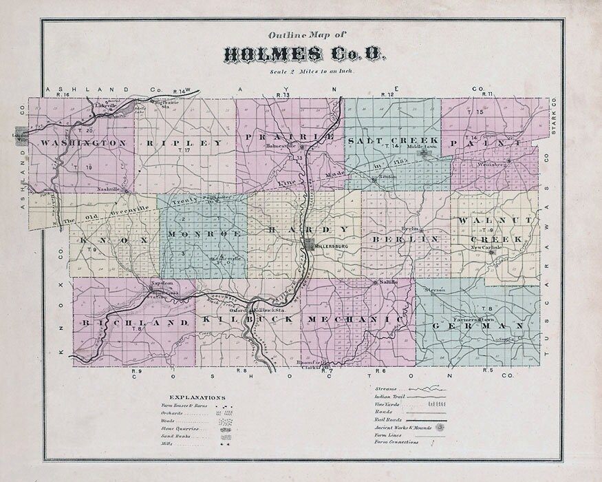 Holmes County Ohio Map 1875 Map Of Holmes County Ohio | Etsy Singapore