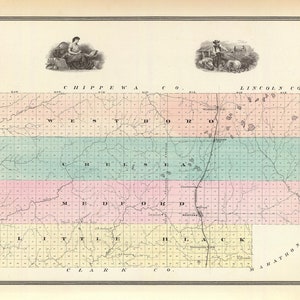 Kaart uit 1878 van Taylor County, Wisconsin