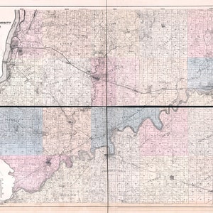 1896 Farm Line, carte du comté de Whiteside, Illinois Fulton