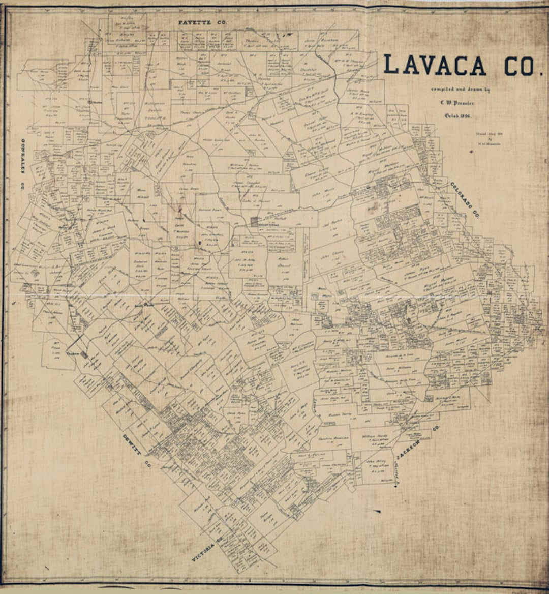 1896 Map of Lavaca County Texas Hallettsville Etsy