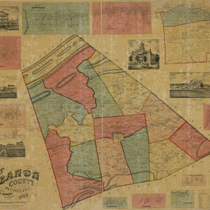 1860 Plan du comté de Pa Jonestown Annville au Liban