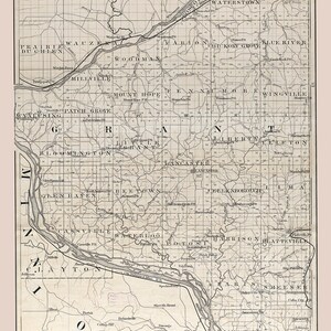 1880 Map of Grant County Wisconsin