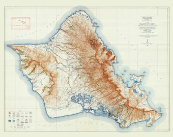 1917 Map of Oahu Hawaiian Islands