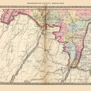1866-Karte von Washington County, Maryland
