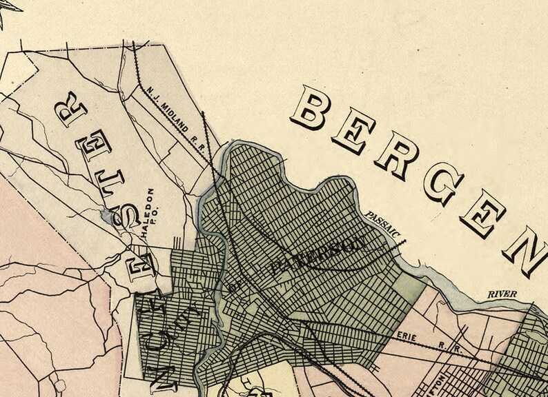 1877 Map of Passaic County New Jersey Etsy